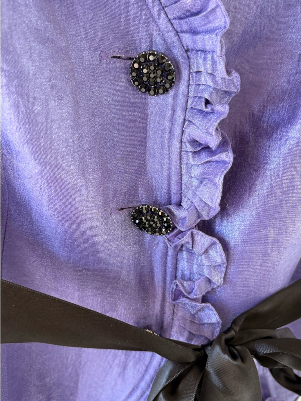 Adrianna Papell Lilac Ruffle-Trim Jacket with Satin Belt - Picture 2 of 7